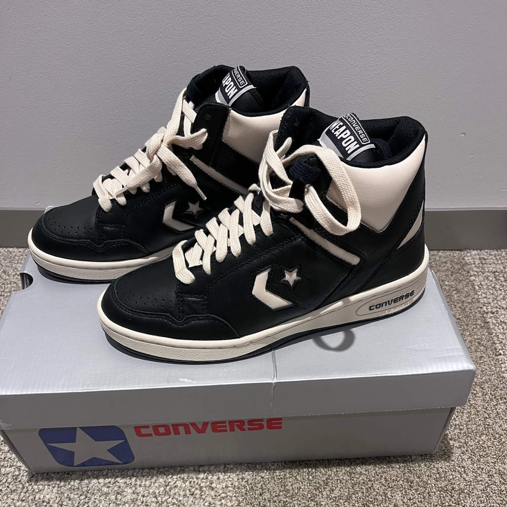 Converse Weapon Mid Shoes Men’s 8.5 or Women’s 10 Black Natural Ivory A04400C